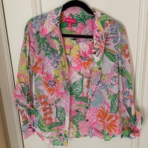 Lilly Pulitzer for target floral button down blouse size xs